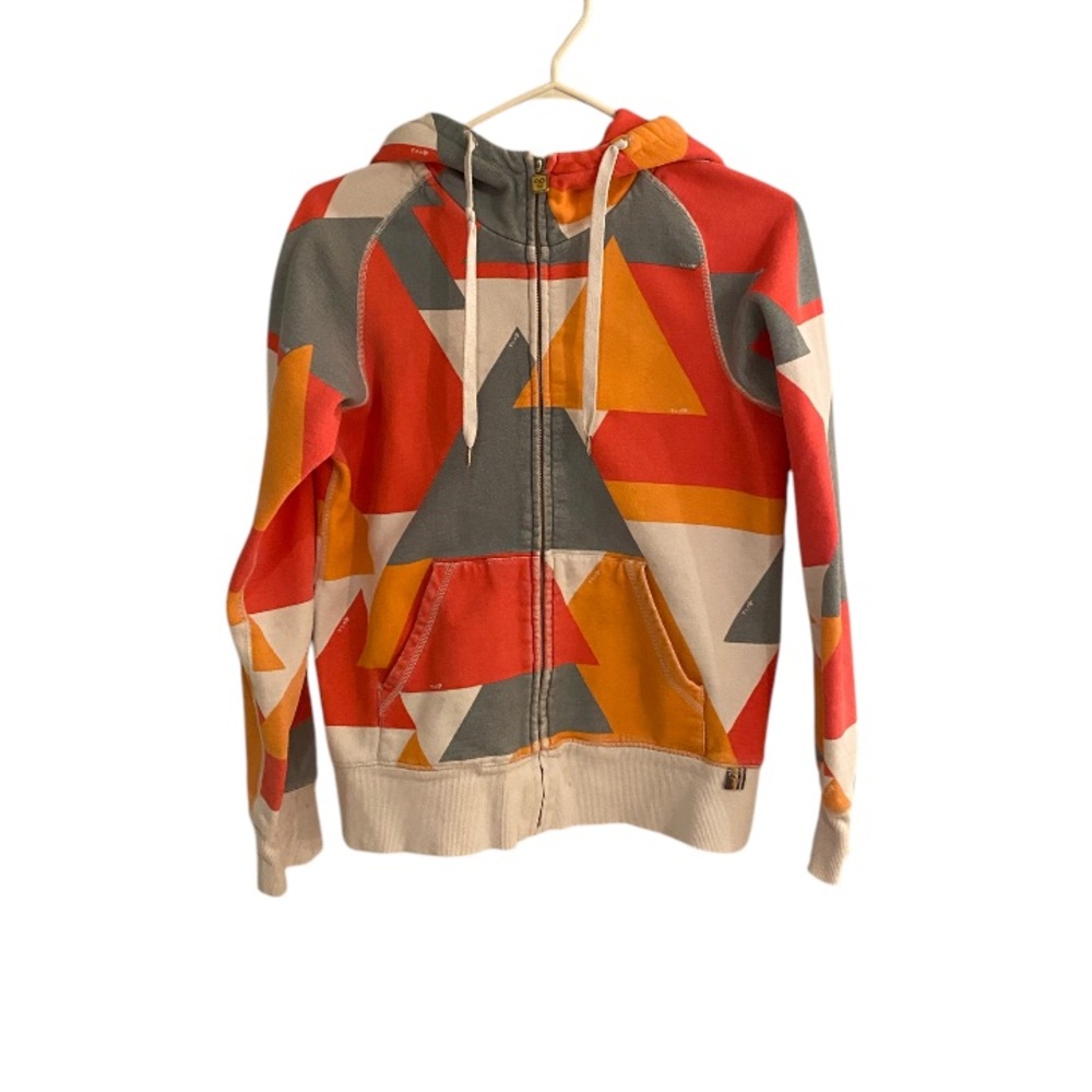 TNA Full Zip Hoodie Womens size small. Orange, grey & white